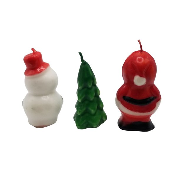 Vintage Christmas Candle Set Colonial Candles Santa Claus Snowman Christmas Tree - Picture 7 of 9